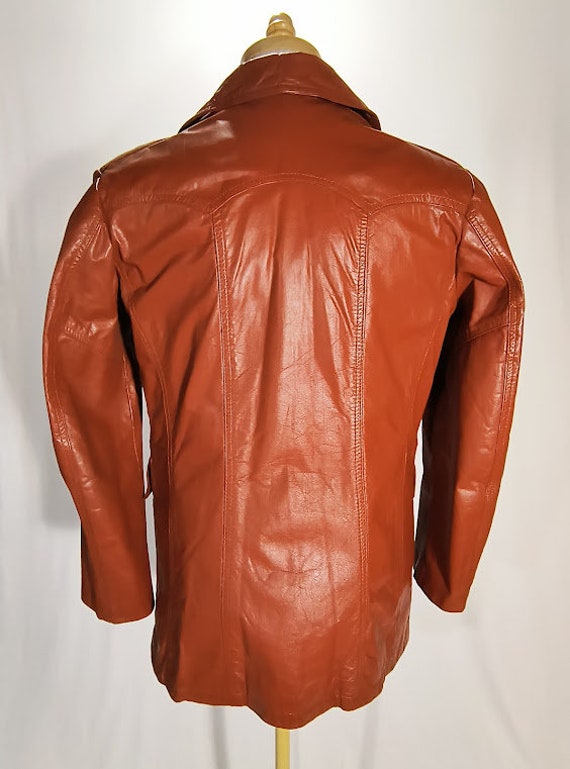 Vintage 1970's Small Rust Leather Men's Jacket - image 5