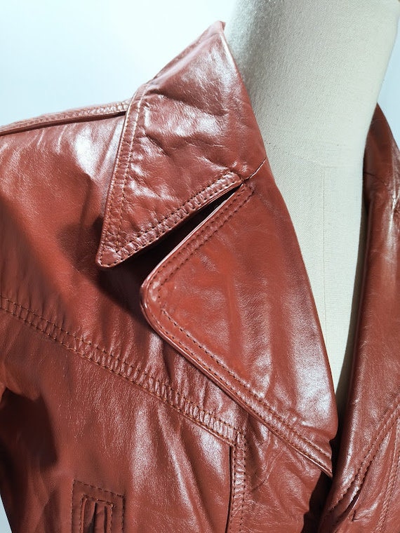 Vintage 1970's Small Rust Leather Men's Jacket - image 4