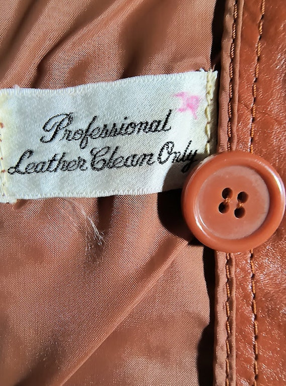 Vintage 1970's Small Rust Leather Men's Jacket - image 6