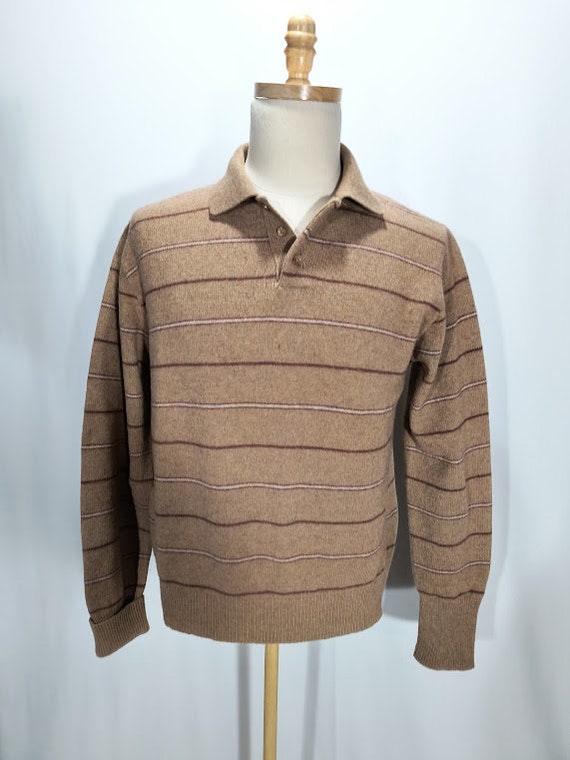 Men's Medium Lord Jeff Brown Polo Sweater