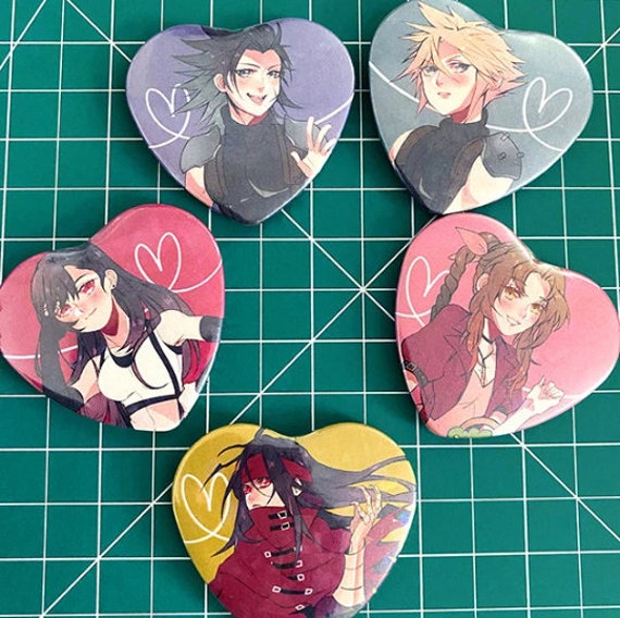 ☆nff☆ heart button ring nff7 Final Fantasy 7 Heart Buttons - Etsy