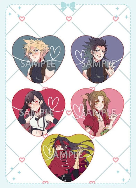 ☆nff☆ heart button ring nff7 Final Fantasy 7 Heart Buttons - Etsy