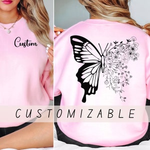 Custom Butterfly Shirt Floral Butterfly TShirt Floral Aesthetic Sweatshirt Butterfly Graphic Tee Butterfly Lover Gift Animal Lover Gift