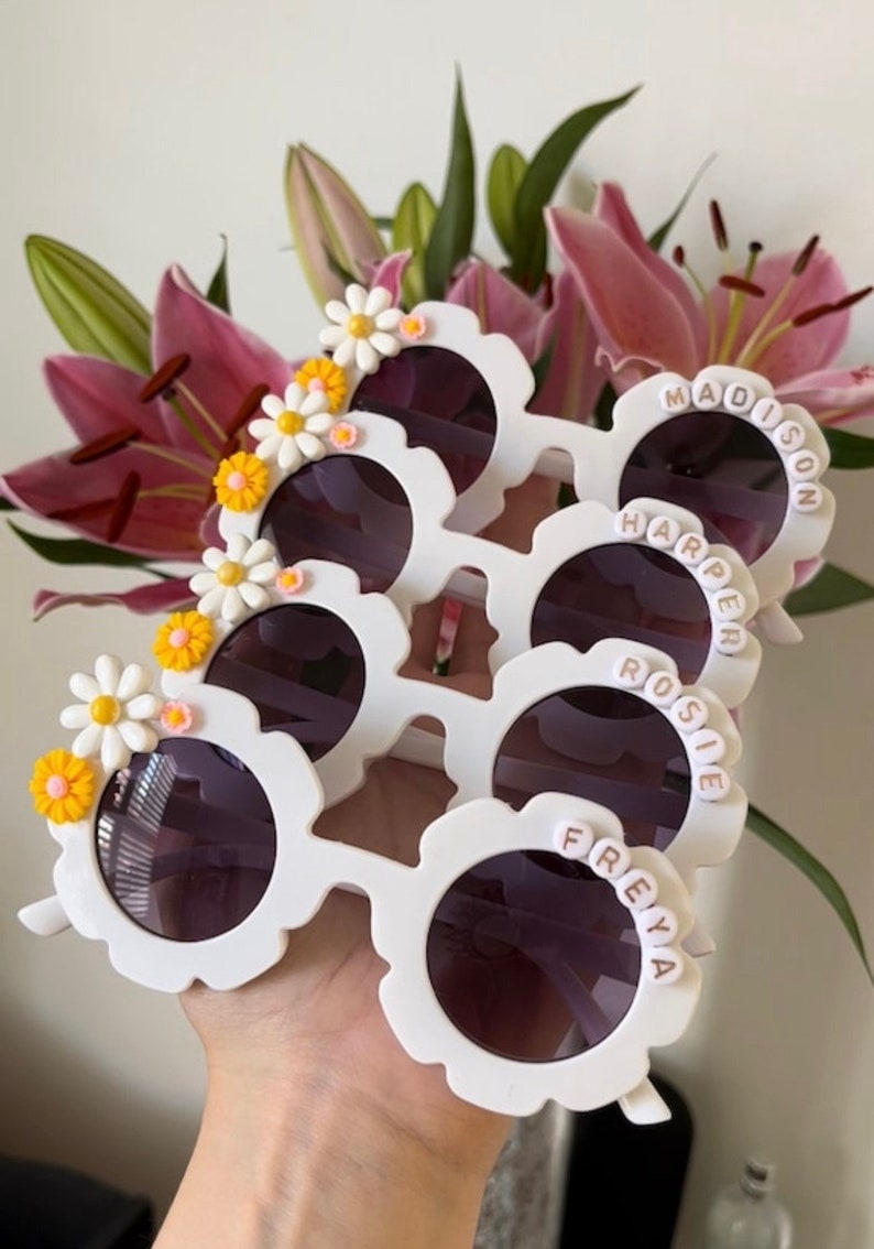 Childrens personalised sunglasses 0-8 years UV400 party favours Easter egg hunt gift Easter basket filler flower girl birthday girl image 1