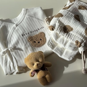 Ours en peluche personnalisé de 0 à 3 mois, cadeau de baby shower, cadeau pour nouvelle maman, annonce de grossesse, sac à langer, articles d'hôpital pour bébé, garçons filles