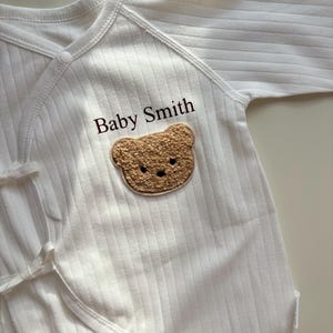Personalised gender neutral unisex teddy bear baby grow hospital outfit baby shower gift new mum gift pregnancy announcement baby romper