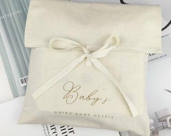 Luxury Baby Going Home Outfit Bag | Baby Shower Gift | Hospital Bag Organiser | Labour Essentials | Cotton Baby Bag | Social Media Pregnancy