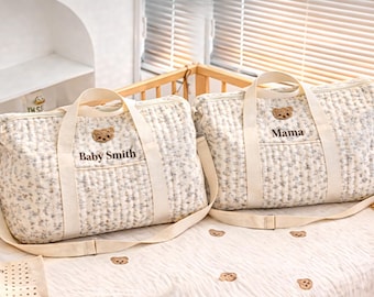 Matching Mama & Baby Bag | Newborn Hospital Organiser | Nursery Bag |  Weekend Bag | Pregnancy Bag | Birth Bag | Pregnancy | Pram Bag Floral