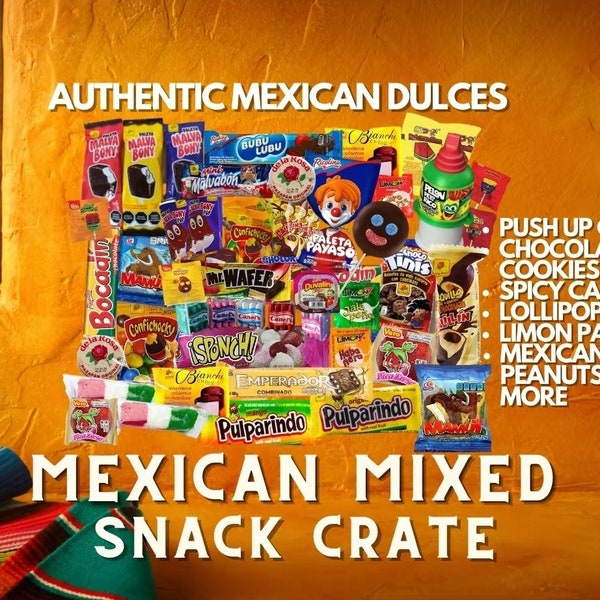 Authentieke Mexicaanse snackdoos, zoet en pittig, push-up snoep, koekjes, chocolade en meer!