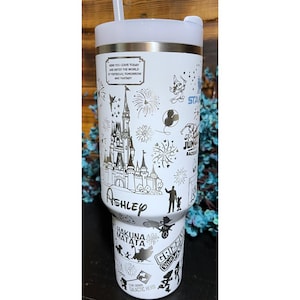Disneyland Inspired 40oz Stanley-Personalized Stainless Steel Magic Castle Tumbler, Custom Engraved Gift, Laser Engraved Custom Stanley