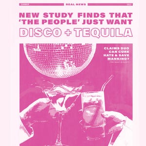 Disco Tequila Newspaper Print, Trendy Wall Art Prints, Retro Aesthetic, Modern Cocktail Bar Cart Art