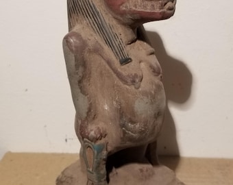 Estatua encantada de una antigua sacerdotisa hipopótamo: recipiente para espíritus embarazada, protección y milagros para atraer grandes riquezas.