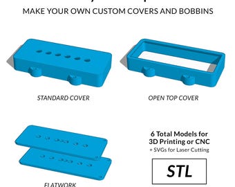 CAD-modellen, STL- en SVG-bestanden voor pick-up in Jazzmaster-stijl