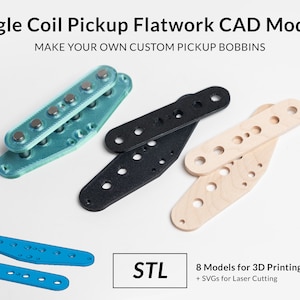 Strat Style Single Coil Pickup Flatwork CAD Models for 3D Printer, CNC, or Laser Cutter - STL and Svg Files