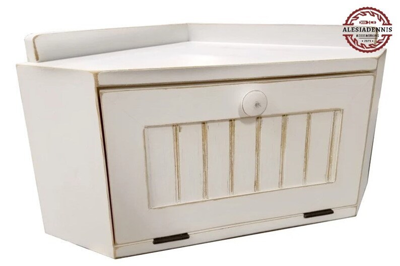 Corner Solid Wood Bread Box, Wood Corner Bread Box, Country Breadbox