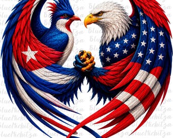 Cubaans-Amerikaanse PNG, Cuba VS PNG, Cubaanse vlag PNG, Cubaanse trots PNG, patriottische vogel PNG, Cuba sublimatie, Amerikaanse adelaar immigranten, Dubbele Afkomst