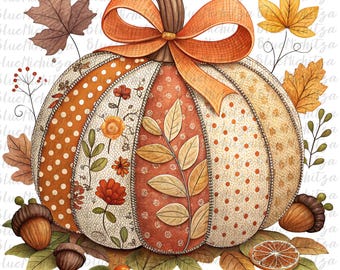 trendy pumpkin Autumn Patchwork Pumpkin Clipart Bundle autumn Crafting floral fall pumpkin tis the season pumpkin png flower fall png