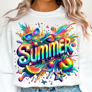3D realista Verano Limón Melocotón Sandía PNG Vibras de verano Letra Limones Doodle Alfabeto Femenino Verano doodle fuente Goteo Neón camiseta verano