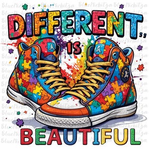 Different is beautiful Autism png sublimation design download Autism Awareness png Autism Sneaker png Autism png design Autism Design dtf