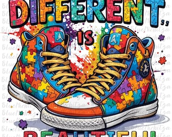 Different is beautiful Autism png sublimation design download Autism Awareness png Autism Sneaker png Autism png design Autism Design dtf