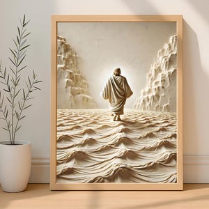 Jesus walks on water art, Picture of Jesus, Modern Christian Art, Christian Framed Canvas