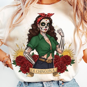La Chingona PNG, Feminist Sugar Skull Clipart, Day of the Dead Strong Latina Art, Dia de los Muertos Digital Download, sugar skull png lady