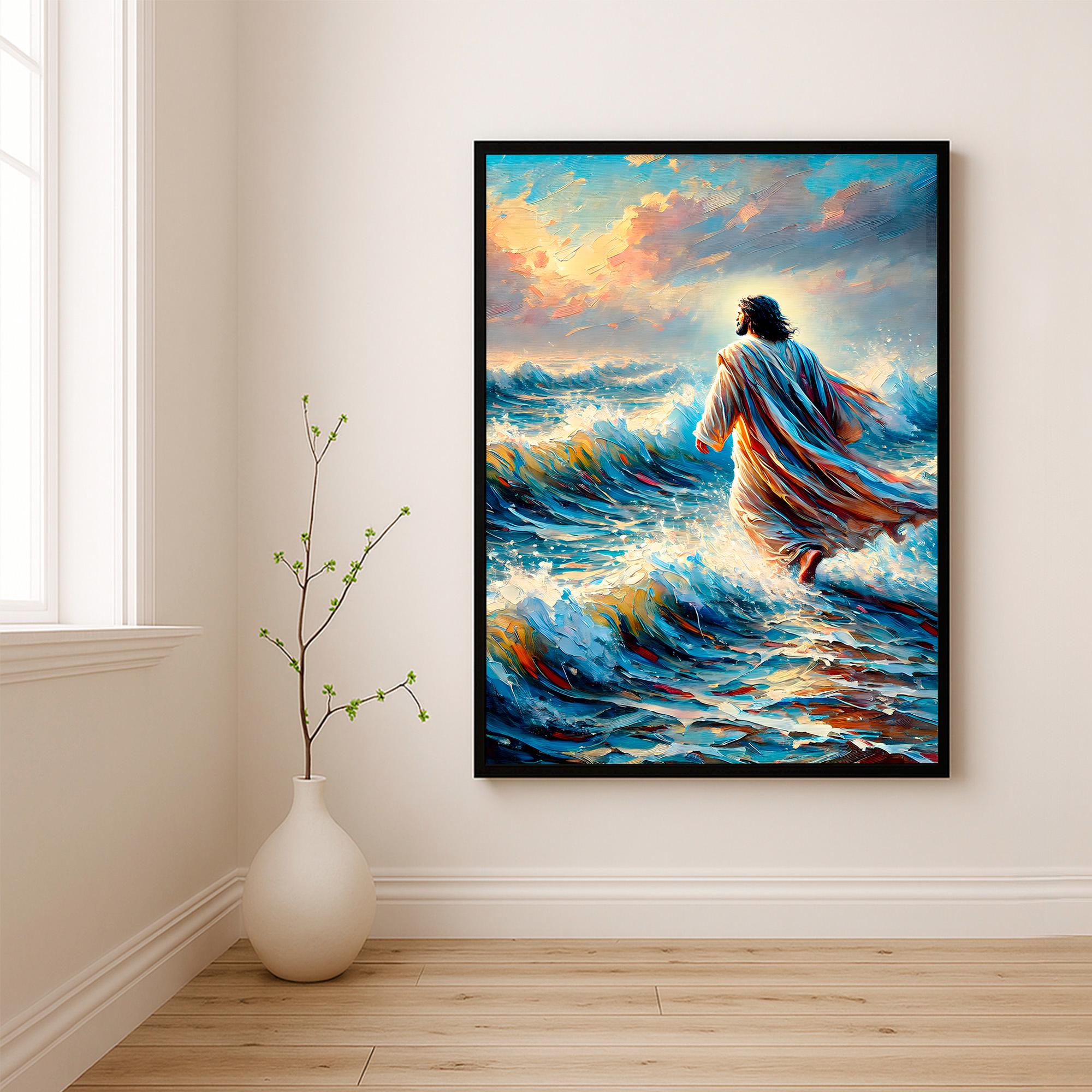 Jesus Christ Walking on Water, Digital Jesus Portrait, Christian Art ...
