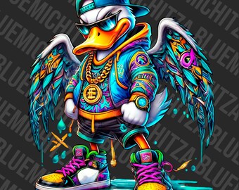 [COVERNAT]★HIGH-NECK COLLABORATION ARTWORK DUCK DOWN Streetwear Cartoon Duck Png, Urban Graphic Sublimation