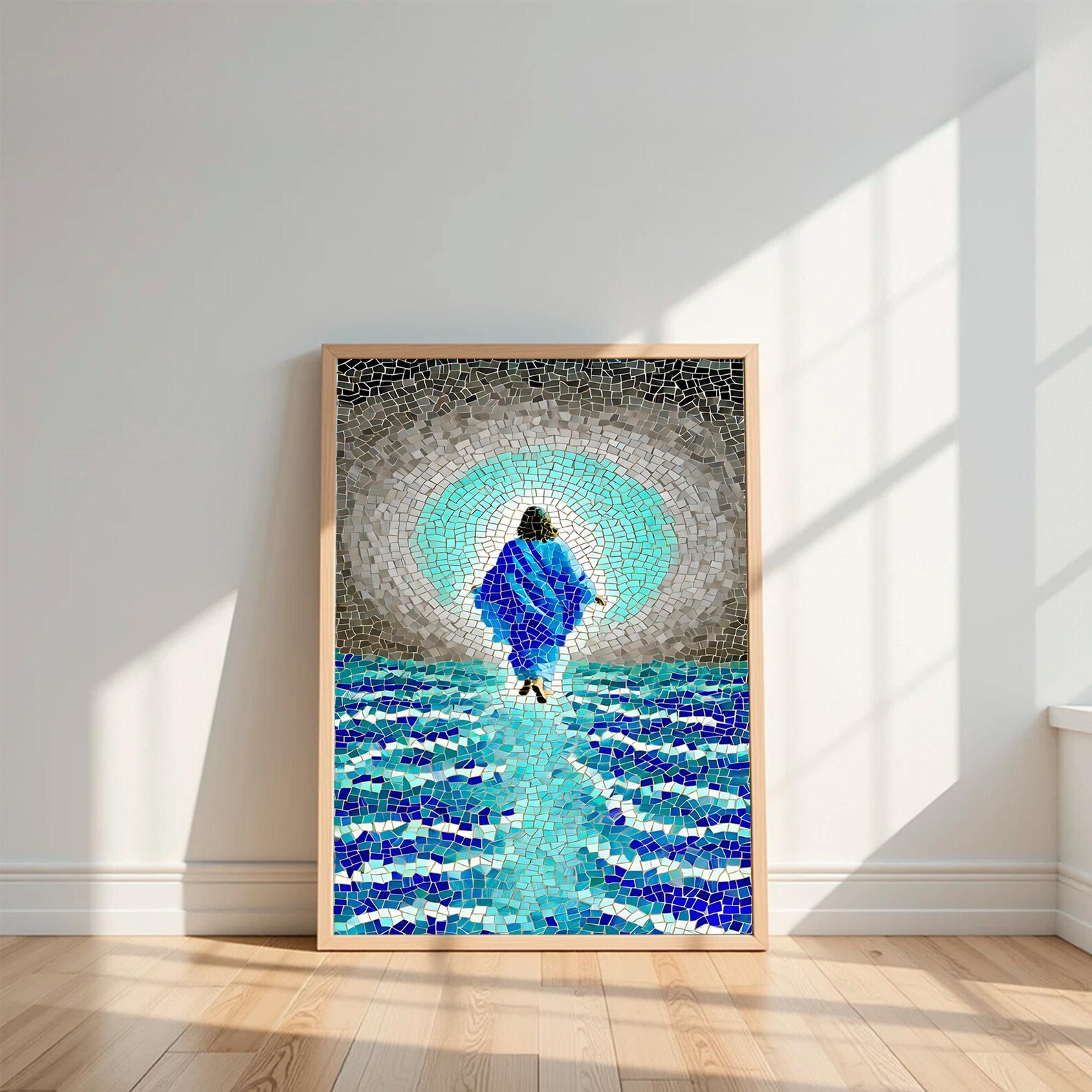 Jesus Walks on Water Art, Bible Verse Wall Art, Modern Christian Art ...