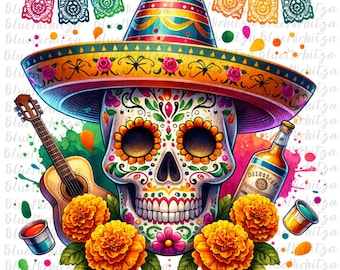 Cinco De Mayo Clipart Shirt Sublimation and Dtf Design, Digital Download PNG, Cinco De Mayo Png, Tshirt png Design, Sugar Skull Png, Mexican