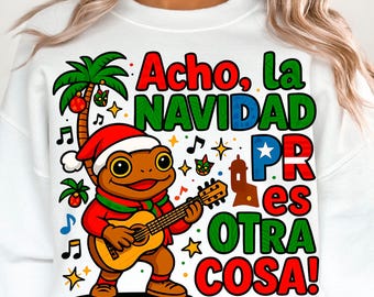Acho la navidad PR es otra cosa PNG Puero Rico Boricua Png Diseño navideño puertorriqueño Sapo Coqui