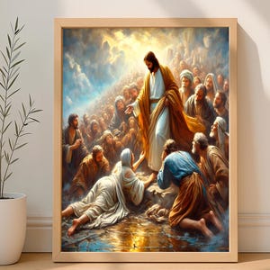 Donna guarisce la frangia della veste di Gesù I miracoli di Gesù Vangelo miracolo tocca Gesù donna tocca Gesù orlo della sua veste SOLO DOWNLOAD DIGITALE