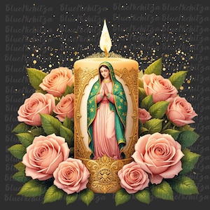 Our Lady of Guadalupe PNG download virgen de Guadalupe sublimation design Floral Virgin of Mexico digital download