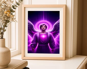 Archangel Zadkiel Art Divine Radiance Angel Prints Spiritual Decor