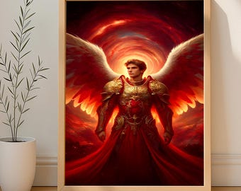 0003　絵画　天使の絵　赤　ピンク　額縁 0003絵画天使の絵赤ピンク額縁