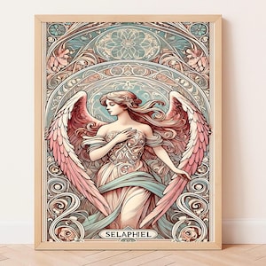 Archangel Selaphiel Art | Ethereal Celestial Spiritual Decor | Angelic Home Wall Art Download