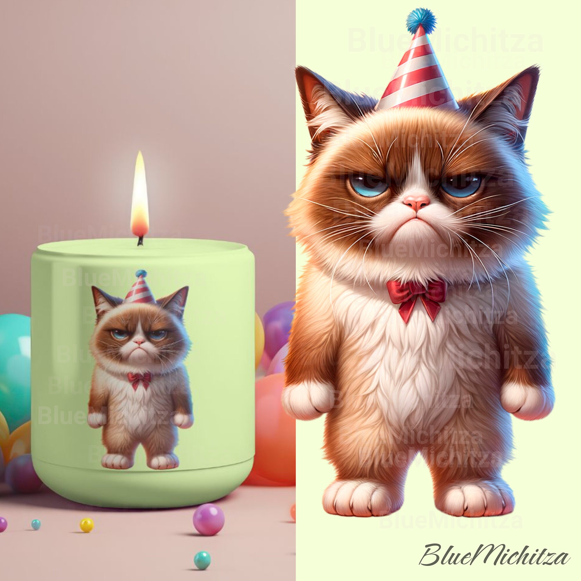 Grumpy Animal, Party Hat PNG for Sublimation, Feline Graphic, Cricut ...