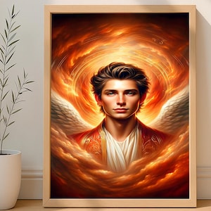 Archangel Uriel Wall Art Print, Divine Guardian Angel for Home and Office Decor, Esoteric Angel, Biblical Archangel, Sacred Images, Heavenly