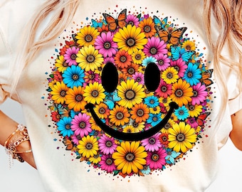 Glimlach retro gelukkige bloemen png, smiley png, vintage boho png, madeliefje glimlach png, lachend bloemengezicht, verdrietige glimlach, glimlach png