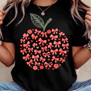 Apple Bow Png Coquette Teacher Apple Png Teacher Png Coquette Bow Png Teacher Shirt Design Gift for Teacher Png Back to School Png trendy