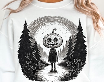 Abóbora assustadora e moderna de Halloween png camiseta de Halloween png terror vintage Halloween png arte de linha png outono png Temporada assustadora png popular