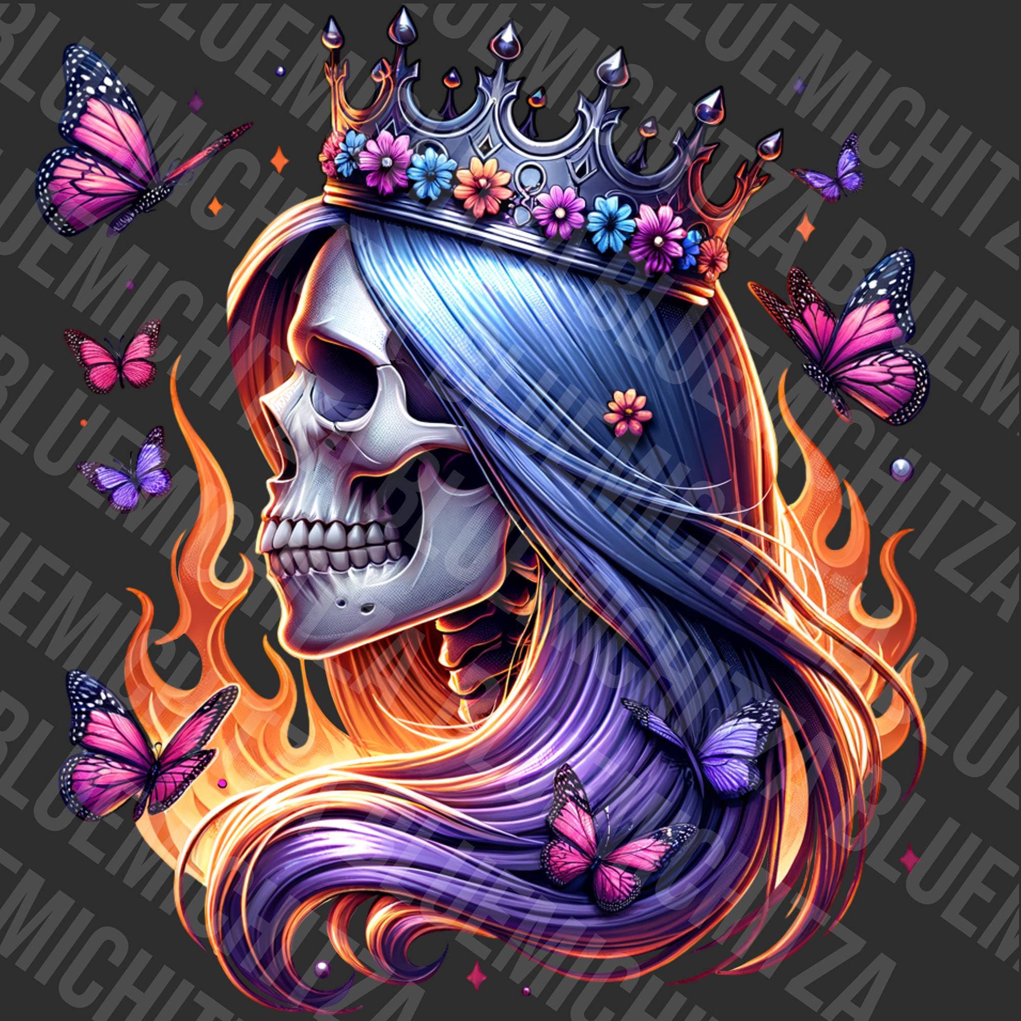 Gothic Queen Skull PNG for Sublimation, Clipart, Royal Skull Design ...