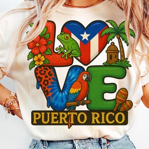 Love Puerto Rico png sublimation design download, Puerto Rico State png, Puerto Rico flag png glitter doodle letters png Puerto Rican png