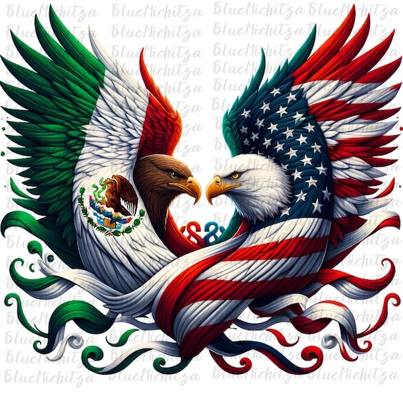 Mexico USA eagles flags Mexicanamerican viva mexico png design file download png MAGA mexican patriotic png mexican roots png cinco de mayo