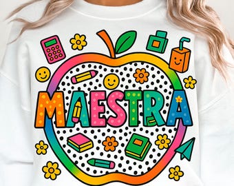 Spanish Colorful Teacher Rainbow Pencil Png, Teach Love Inspire Png, Teacher Appreciation Png Faux Sequins Teacher Sparkly Png Maestra shirt