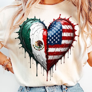 Mexikanisches Herz Stars and Stripes PNG Hispanic Erb 4. Juli Unabhängigkeitstag, no bg, Mixed Family American by Birth Mexico Roots 3d