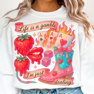 Life is a Gamble Pinky Coquette PNG Retro Western Cowboy Design Country Sublimate File Retro Western Country PNG Sublimation Clipart Cowboy