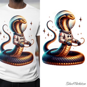 Astronaut Snake PNG voor sublimatie en T-shirtontwerp, ruimtethema, illustraties, ruimtereptiel, fictie, cobraliefhebbers, buitenaards reptiel