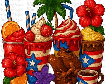 Puerto Rico glitter coffee cups png coffee cups png design Puerto Rican flag festival png sublimate designs download sublimation design