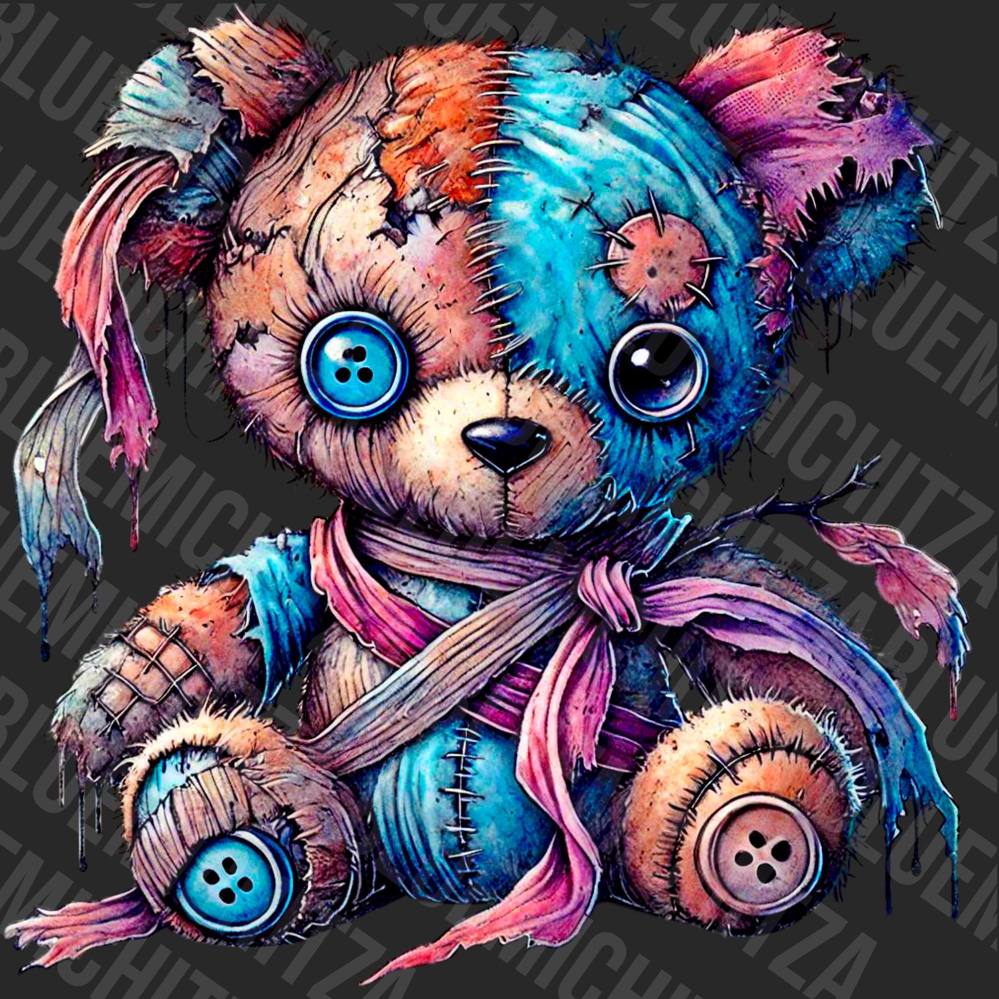 Tattered Teddy Bear Png for Colorful Sublimate Design, Png for Shirt ...